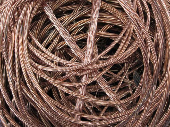 Close up photo of copper wire bundles